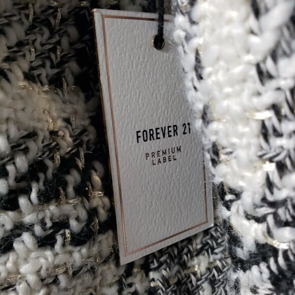 NWT Forever 21 Tweed Faux Leather Moto Jacket Sz S (1169) - Picture 4 of 8